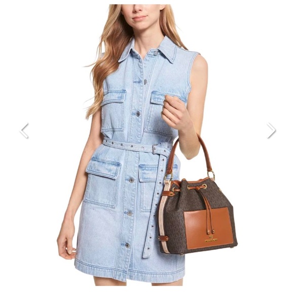 Michael kors Maeve bucket messenger bag purse brown acorn - Picture 2 of 12